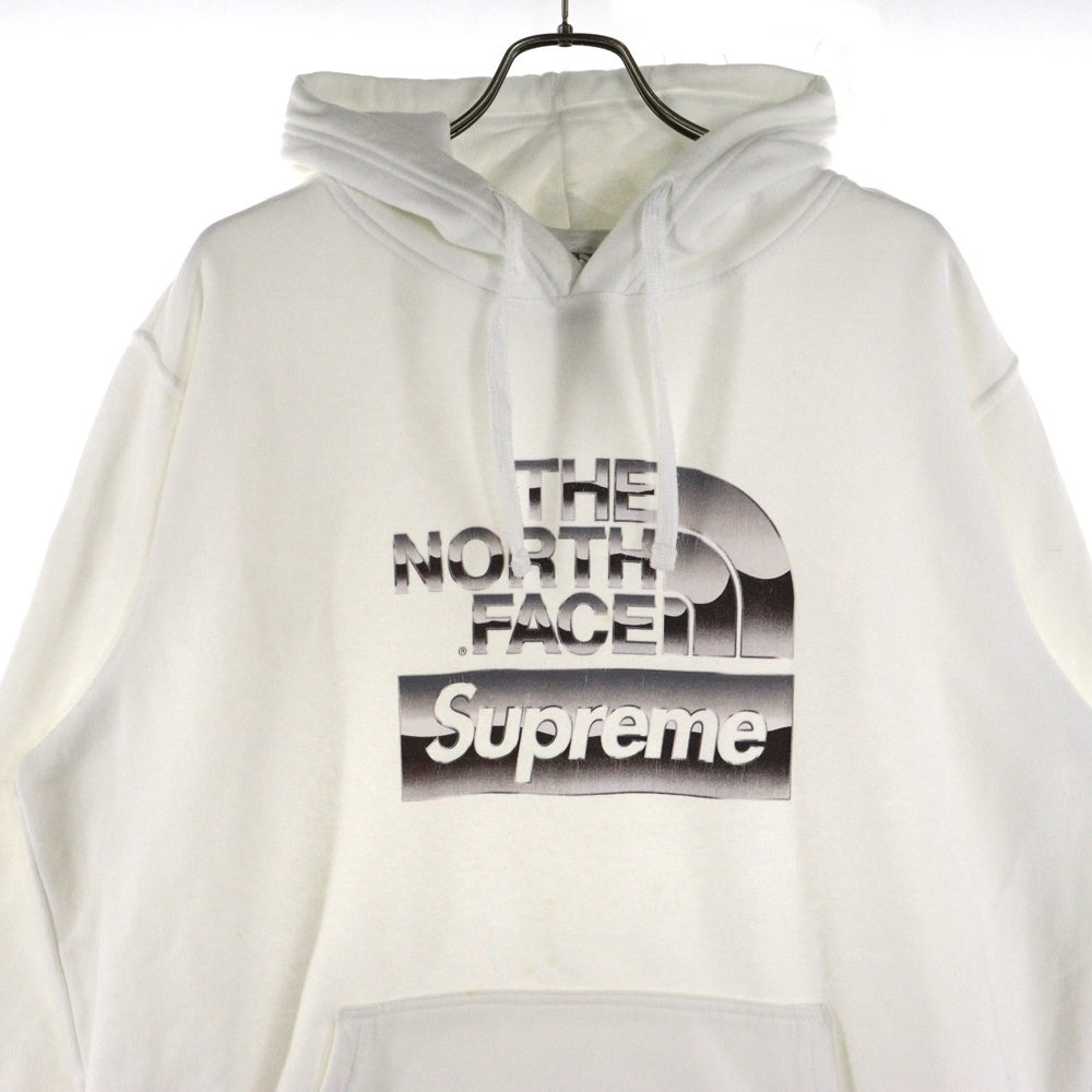 SUPREME(シュプリーム) 18SS Metallic Logo Hooded Sweatshirt メタリックロゴフーデッドスウェットシャツ ロゴプリントプルオーバースウェットパーカー ホワイト