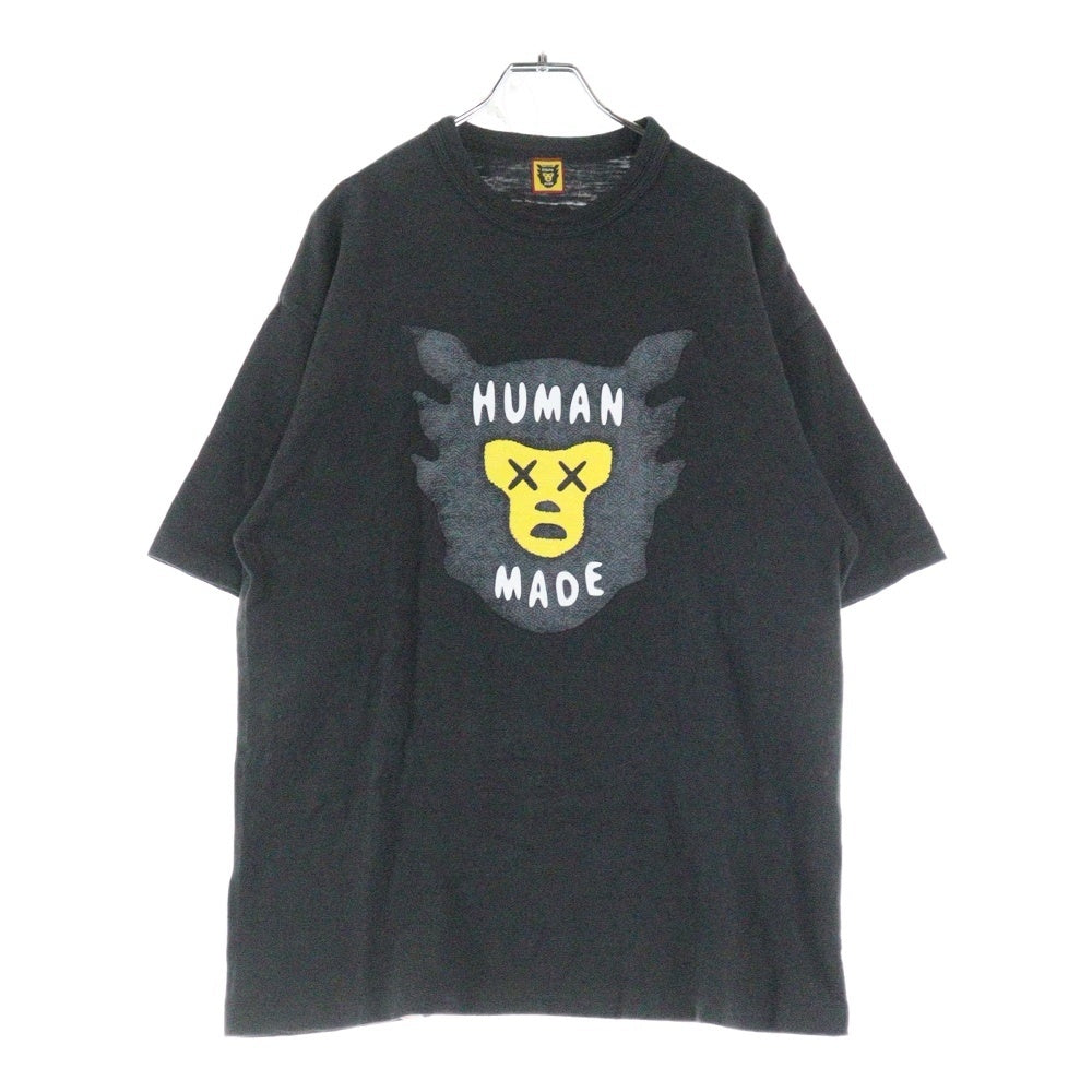 HUMAN MADE(ヒューマンメイド) ×KAWS T-Shirt カウズ フロントロゴ 半袖Tシャツ カットソー ブラック