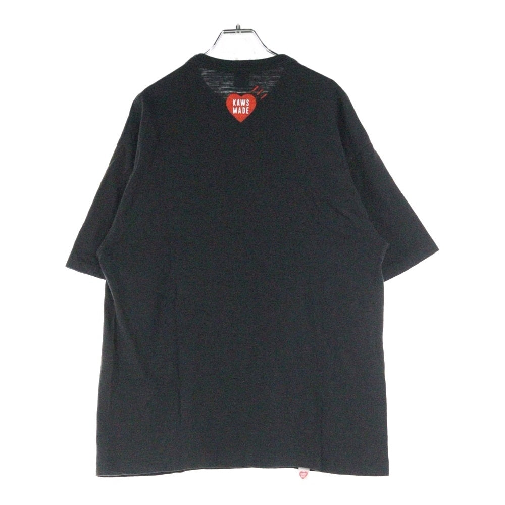 HUMAN MADE(ヒューマンメイド) ×KAWS T-Shirt カウズ フロントロゴ 半袖Tシャツ カットソー ブラック