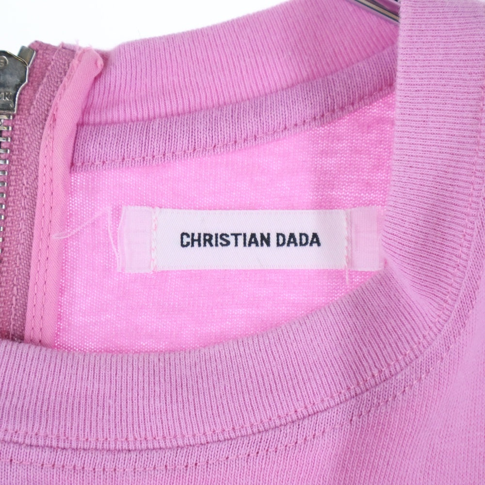 CHRISTIAN DADA(クリスチャンダダ) Original Copies オリジナルコピーズ ロゴ刺?バックジップ長袖Tシャツ ピンク