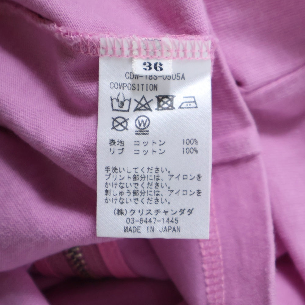 CHRISTIAN DADA(クリスチャンダダ) Original Copies オリジナルコピーズ ロゴ刺?バックジップ長袖Tシャツ ピンク