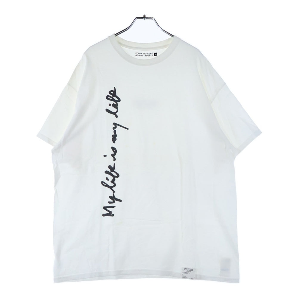 FPAR/FORTY PERCENTS AGAINST RIGHTS(フォーティーパーセント アゲインストライツ) Media Guerrilla S/S Tee メディアゲリラショートスリーブティー ロゴプリントクルーネック半袖Tシャツ ホワイト