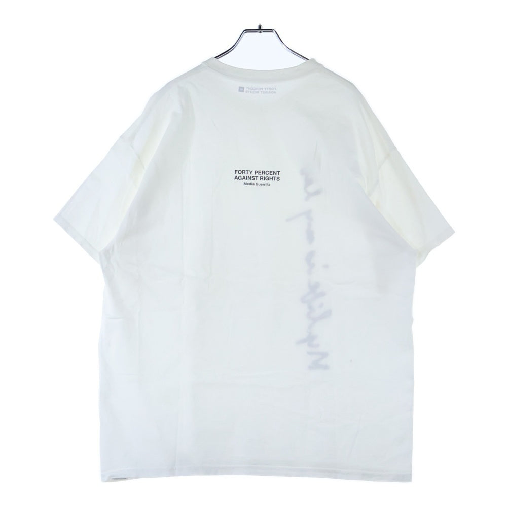 FPAR/FORTY PERCENTS AGAINST RIGHTS(フォーティーパーセント アゲインストライツ) Media Guerrilla S/S Tee メディアゲリラショートスリーブティー ロゴプリントクルーネック半袖Tシャツ ホワイト