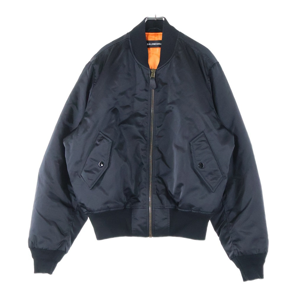 BALENCIAGA(バレンシアガ) 18AW Back Logo Zip Up Bomber Jacket バックロゴジップアップボンバージャケット ロゴ刺しゅう中綿ブルゾン 533908 TYD31 ブラック