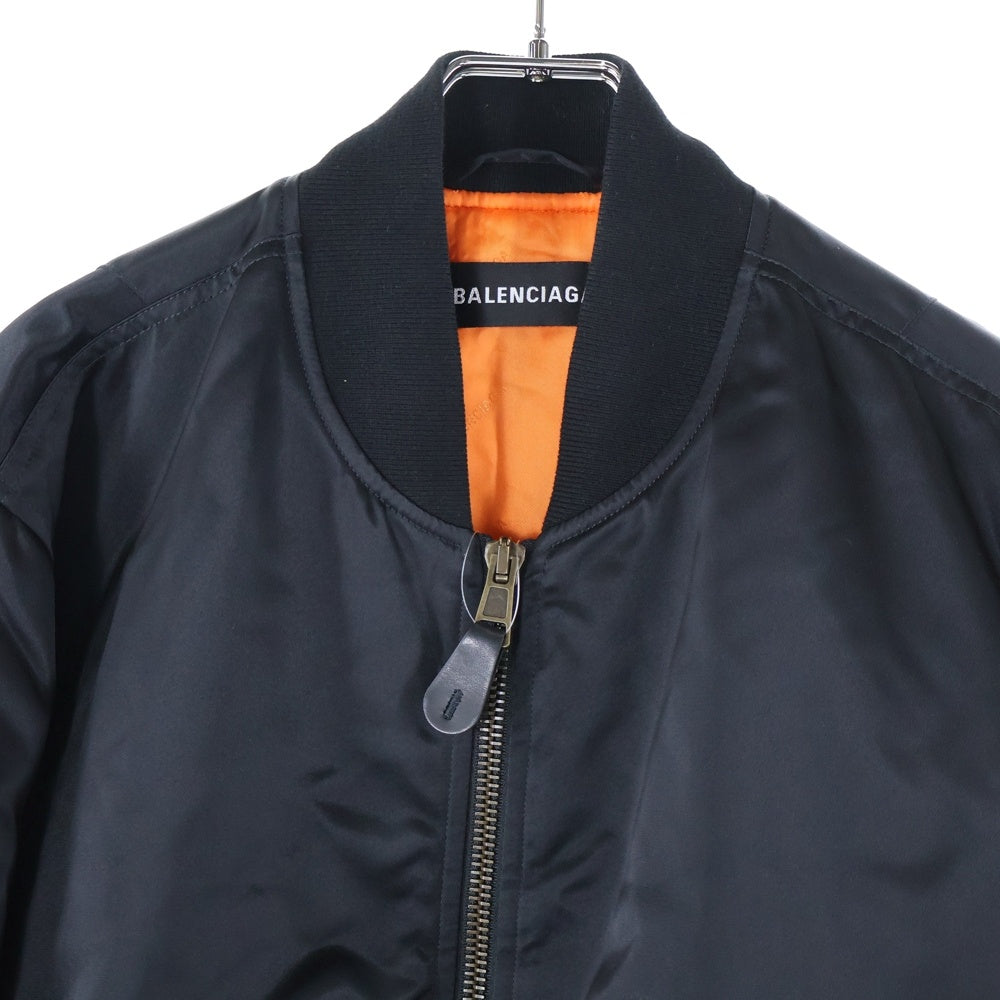BALENCIAGA(バレンシアガ) 18AW Back Logo Zip Up Bomber Jacket バックロゴジップアップボンバージャケット ロゴ刺しゅう中綿ブルゾン 533908 TYD31 ブラック