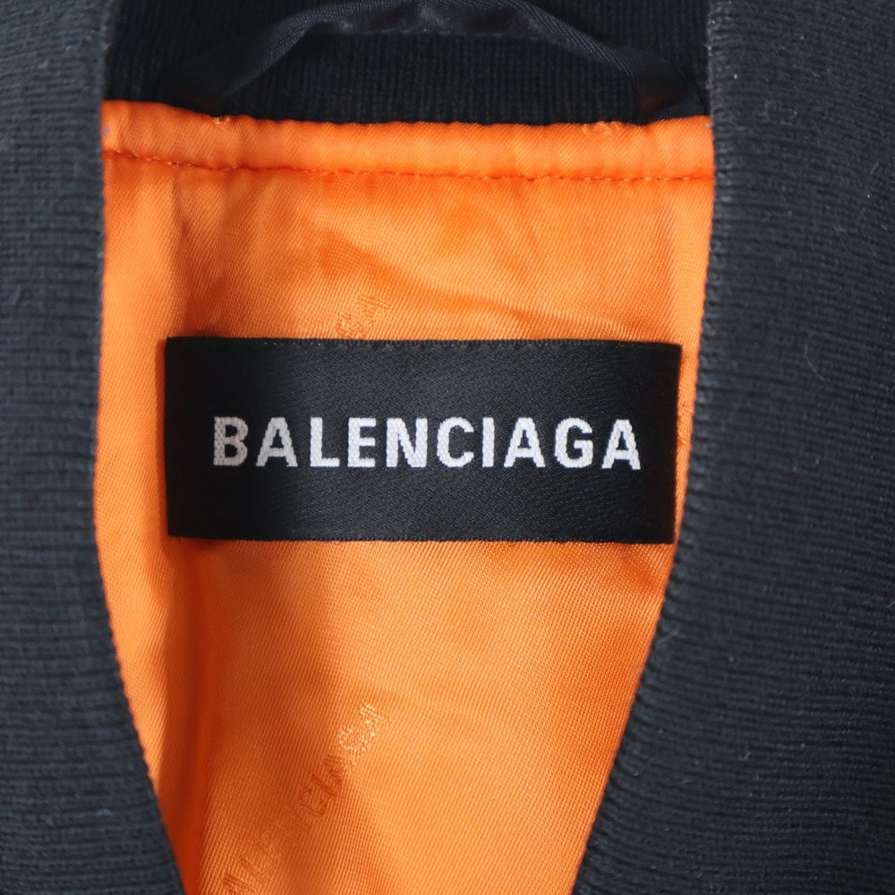BALENCIAGA(バレンシアガ) 18AW Back Logo Zip Up Bomber Jacket バックロゴジップアップボンバージャケット ロゴ刺しゅう中綿ブルゾン 533908 TYD31 ブラック