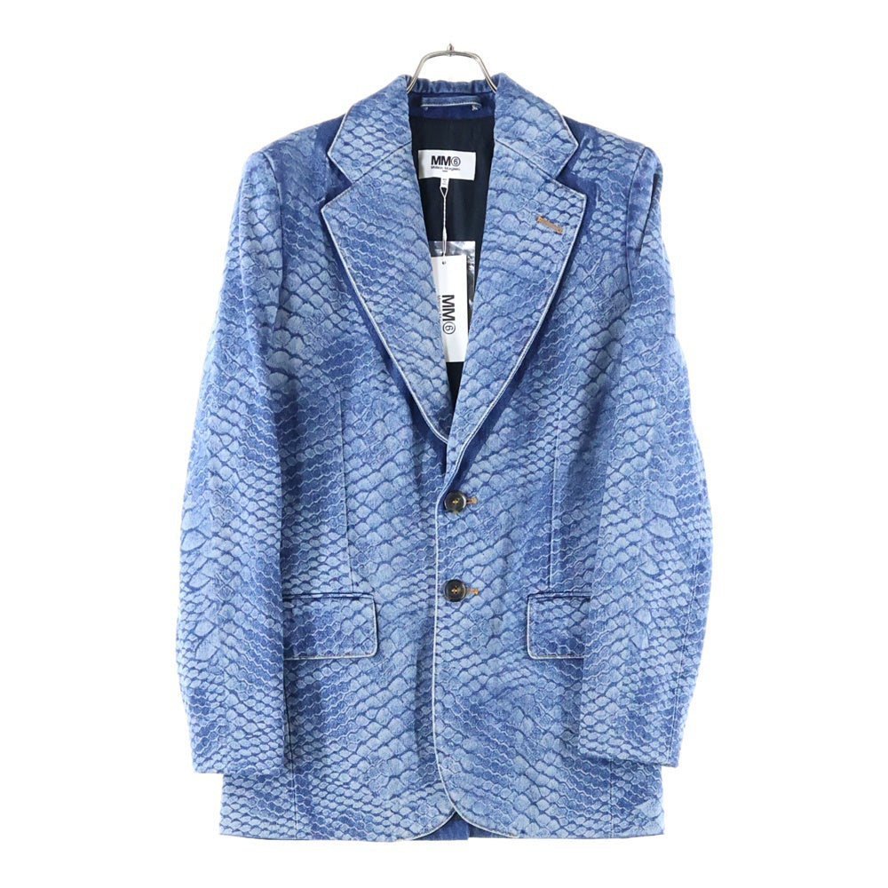 MM6 Maison Margiela(エムエムシックスメゾンマルジェラ) snakeskin pattern single jacket スネークスキンパターン シングルジャケット ブルー S62BN0065