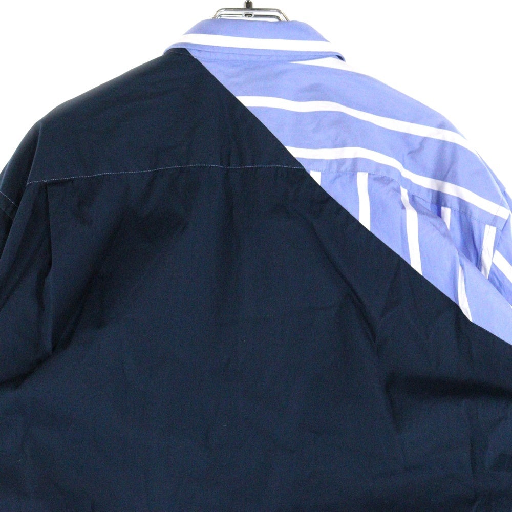 VETEMENTS(ヴェトモン) Cut Up Cotton Shirt カットアップコットン 長袖シャツ ブルー/ネイビー MSS18SH18