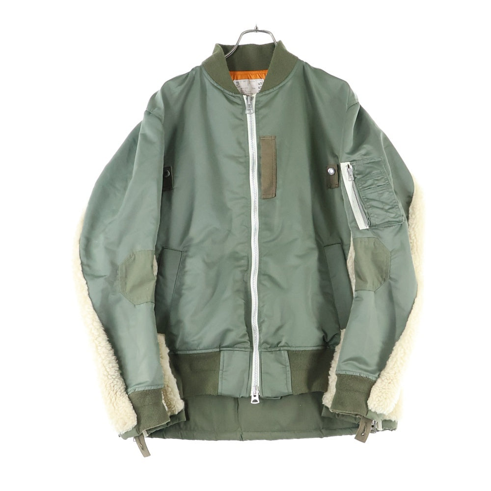 Sacai(サカイ) 20SS Nylon Twill Faux Shearing Blouson ナイロン切替 ボアブルゾン ジャケット カーキ 20-02355M