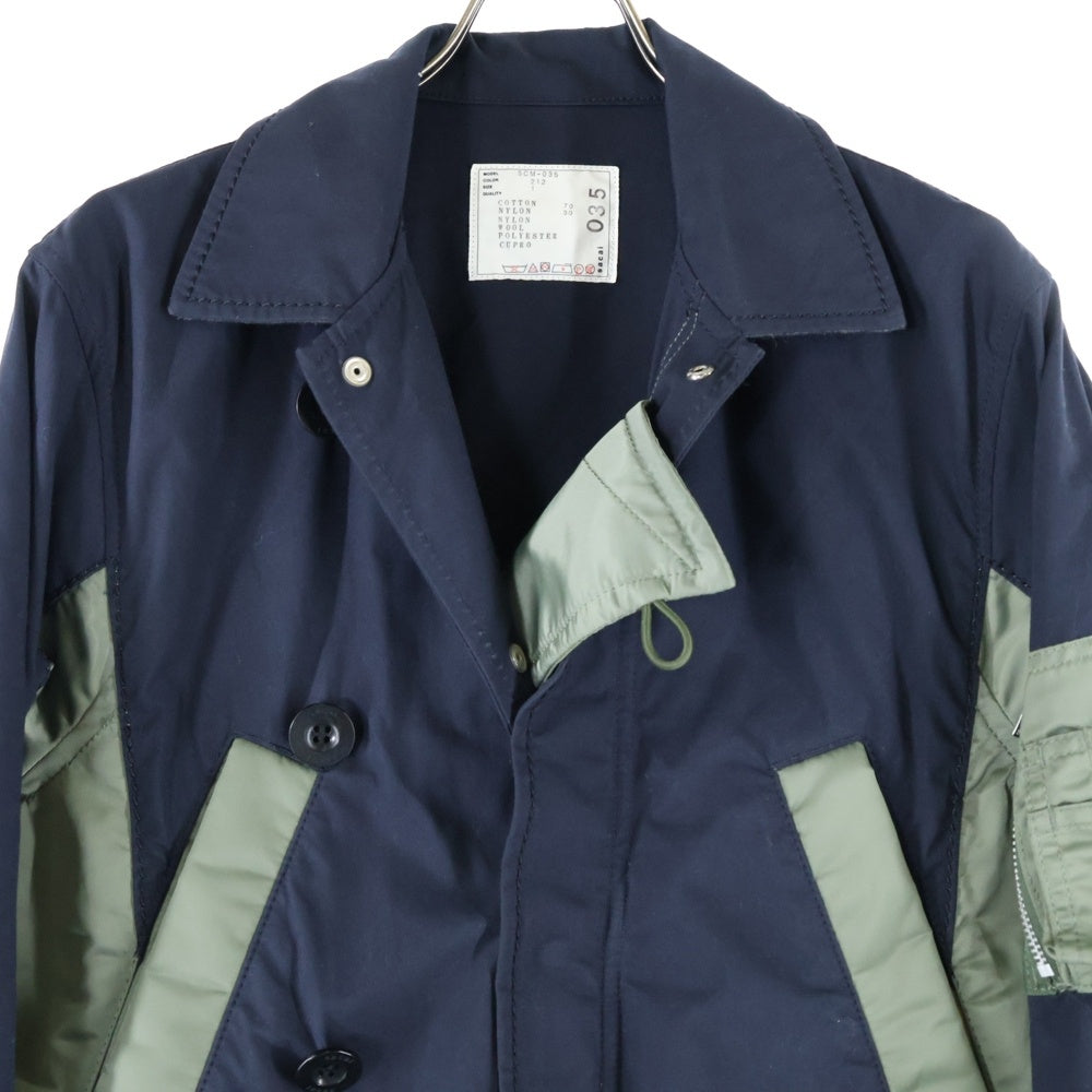 Sacai(サカイ) 21AW Military Coat ナイロン切替 ドッキングミリタリーコート ネイビー 21-02549M