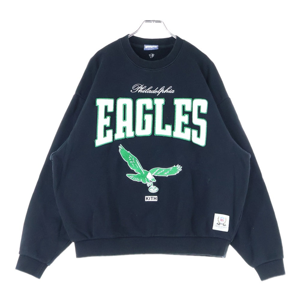 KITH(キス) 24AW ×NFL 47 Eagles Nelson Crewneck クルーネックスウェットトレーナー ブラック