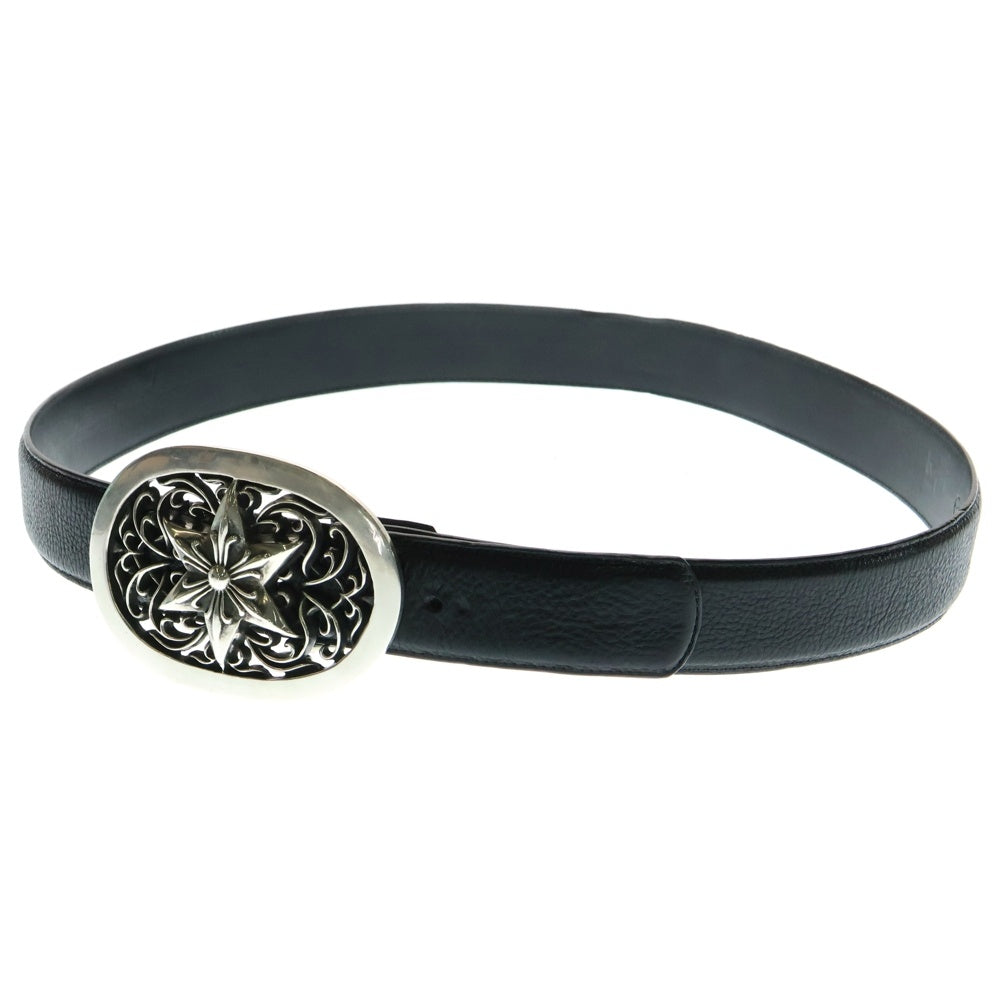 CHROME HEARTS(クロムハーツ) OVAL STAR LG BUCKLE BELT オーバルスター ラージ バックル ベルト ブラック/シルバー