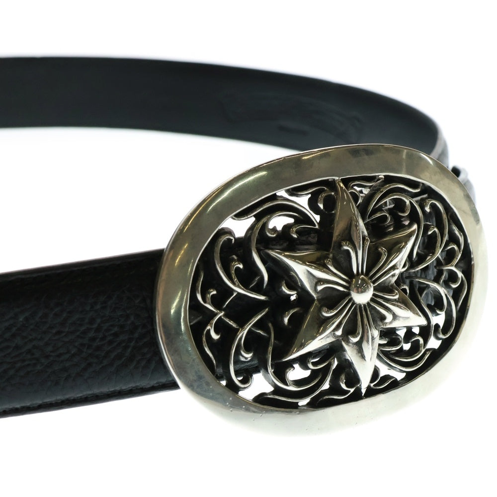 CHROME HEARTS(クロムハーツ) OVAL STAR LG BUCKLE BELT オーバルスター ラージ バックル ベルト ブラック/シルバー