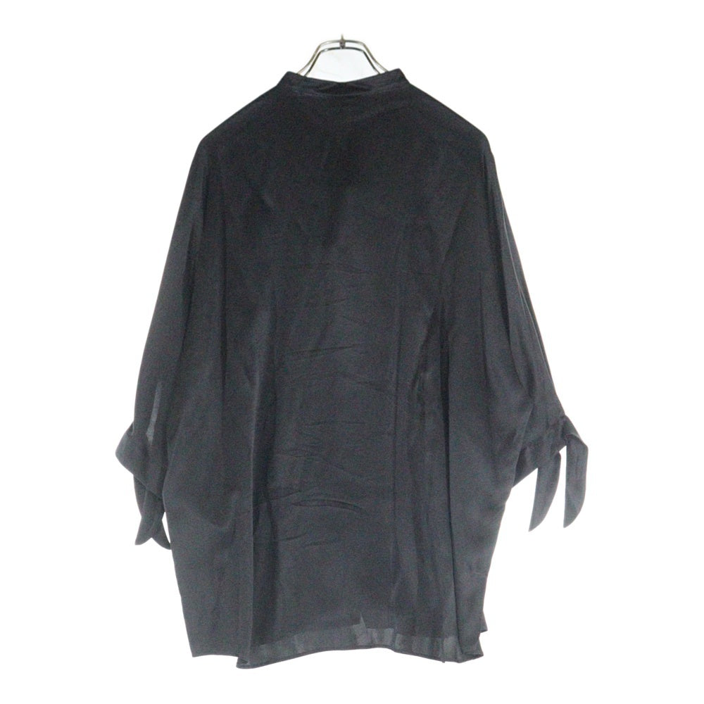 SAINT LAURENT PARIS(サンローランパリ) 23SS Crepe satin tunic short sleeve shirt クレープサテンチュニック 半袖シャツ ブラック 723186 Y900R