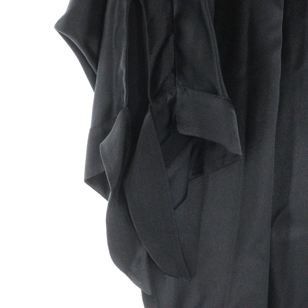 SAINT LAURENT PARIS(サンローランパリ) 23SS Crepe satin tunic short sleeve shirt クレープサテンチュニック 半袖シャツ ブラック 723186 Y900R