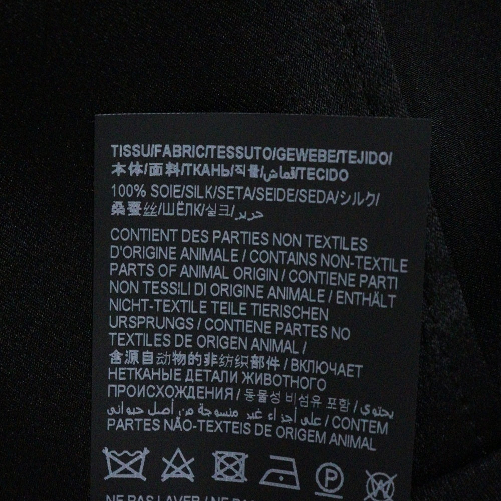 SAINT LAURENT PARIS(サンローランパリ) 23SS Crepe satin tunic short sleeve shirt クレープサテンチュニック 半袖シャツ ブラック 723186 Y900R