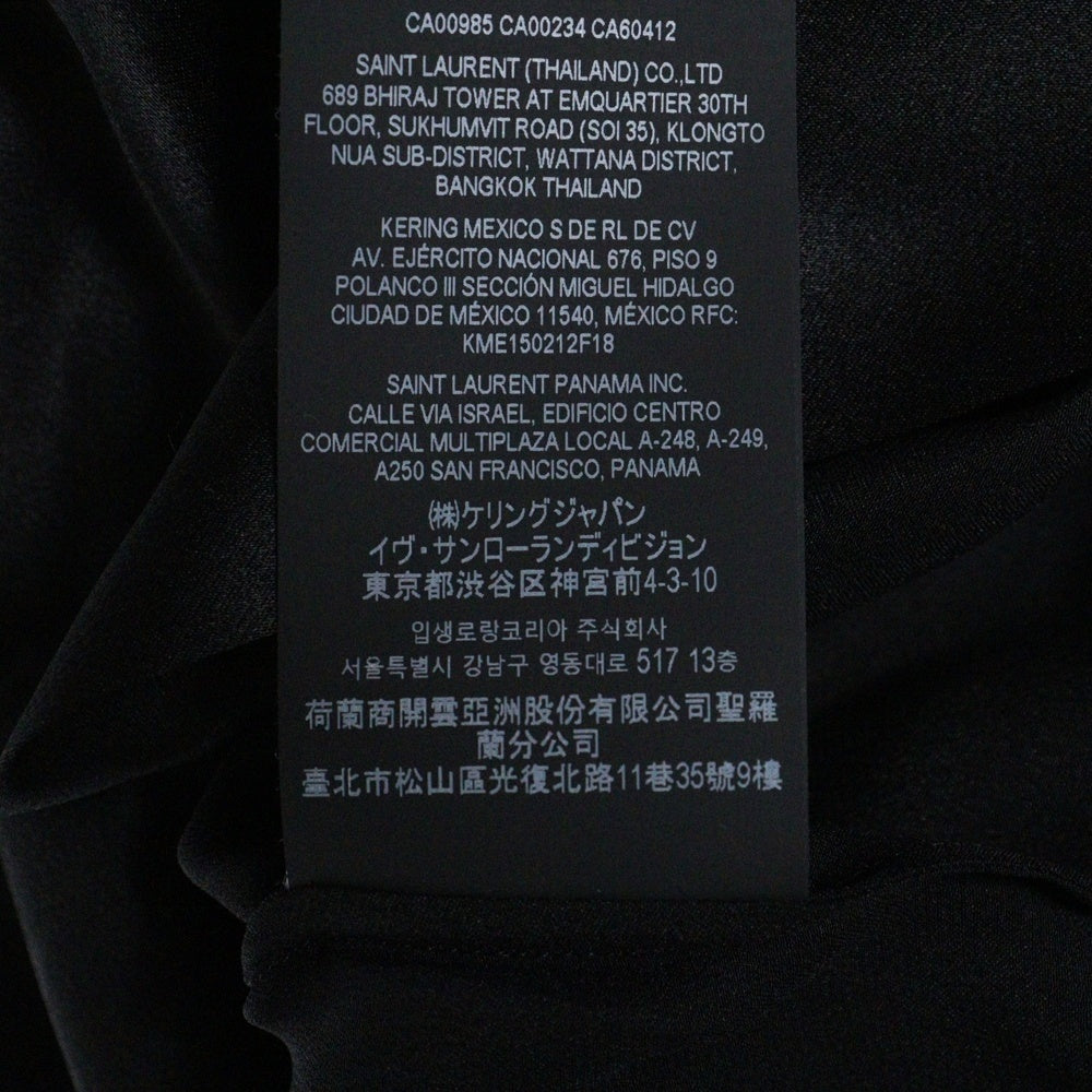SAINT LAURENT PARIS(サンローランパリ) 23SS Crepe satin tunic short sleeve shirt クレープサテンチュニック 半袖シャツ ブラック 723186 Y900R