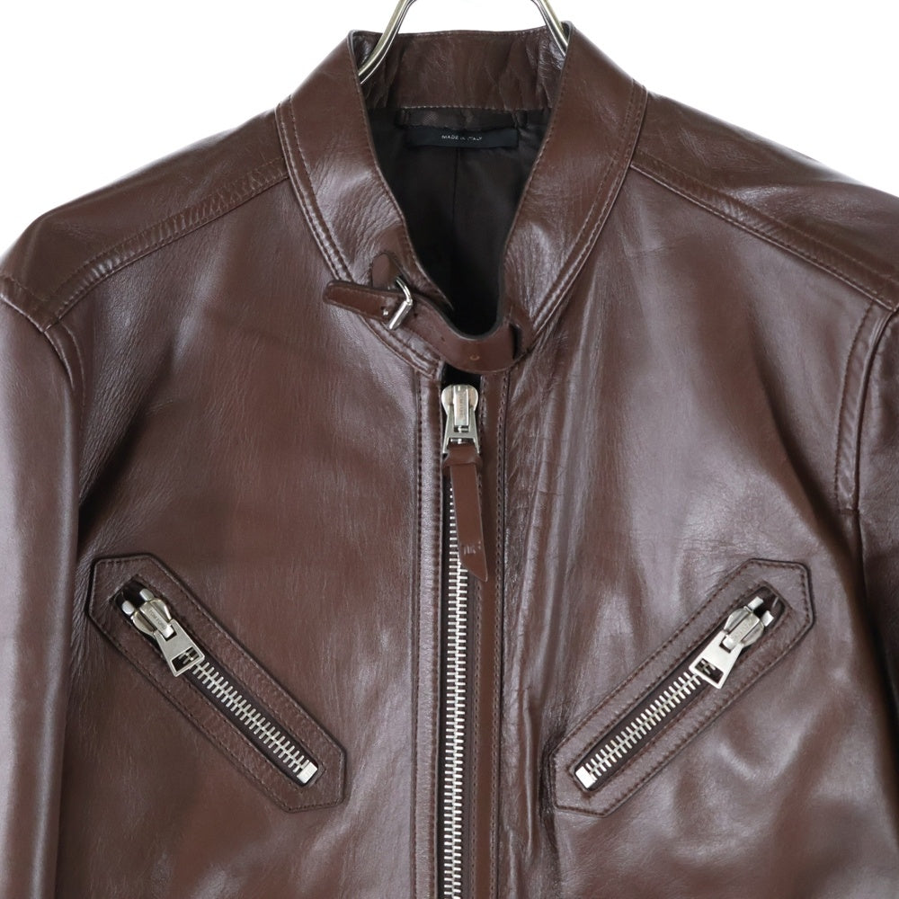 TOM FORD(トムフォード) LETHER BIKER JACKET レザー バイカー ジャケット ブラウン