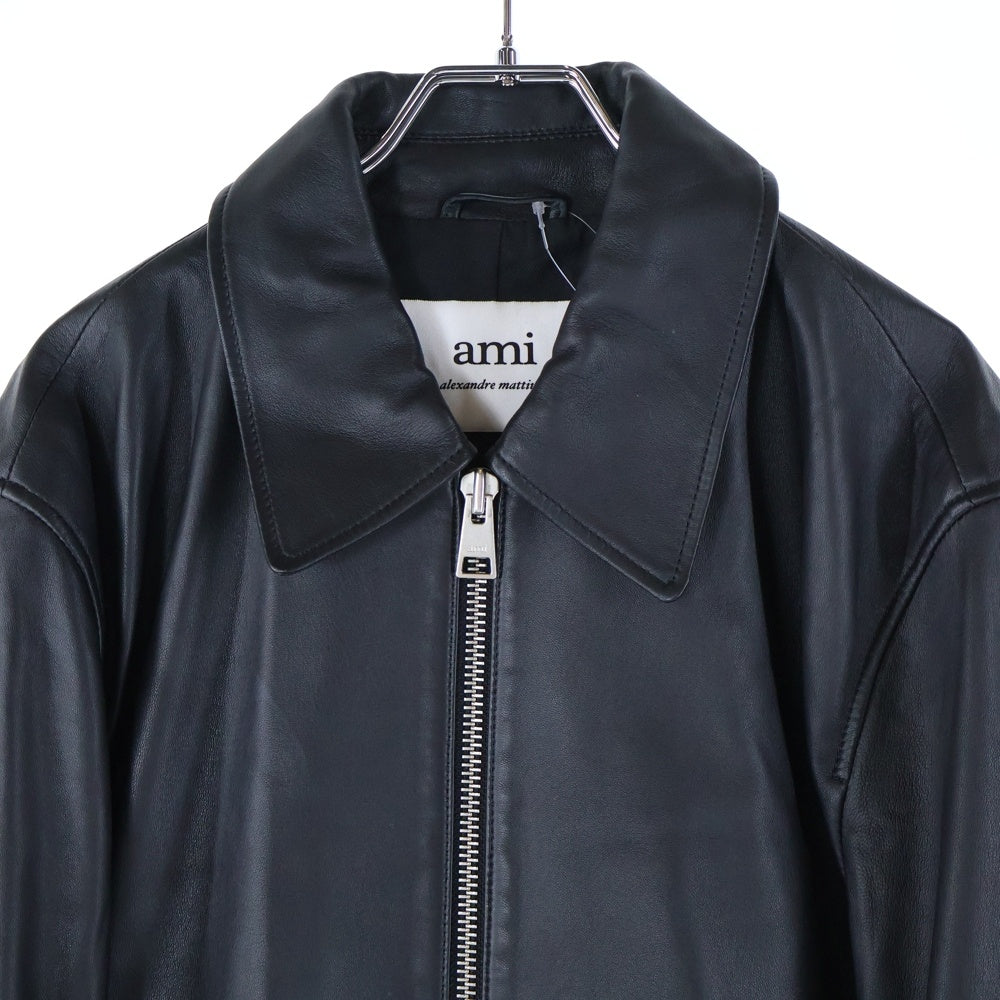 ami paris(アミパリス) Zipped Leather Jacket ジップド レザー