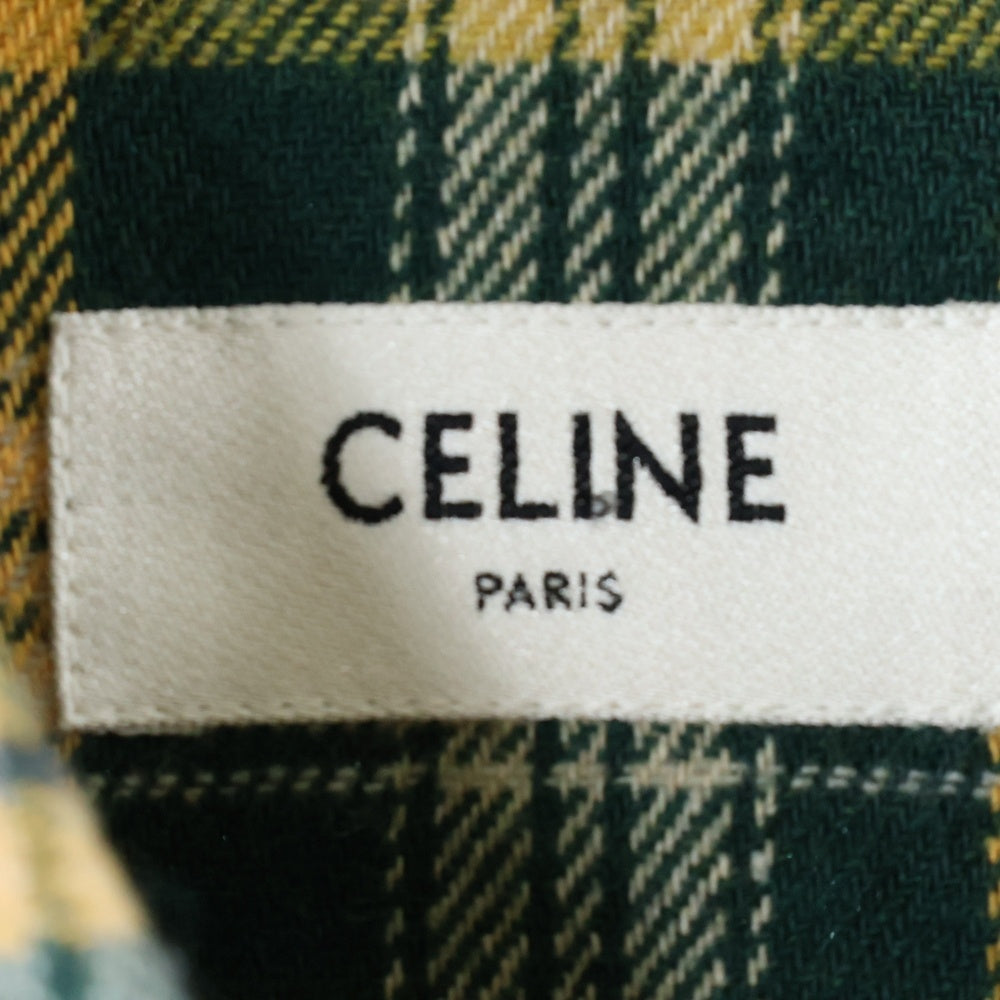 CELINE(セリーヌ) 22AW ルーズランバージャック コットン ウール チェック柄 長袖シャツ グリーン 2C574954R