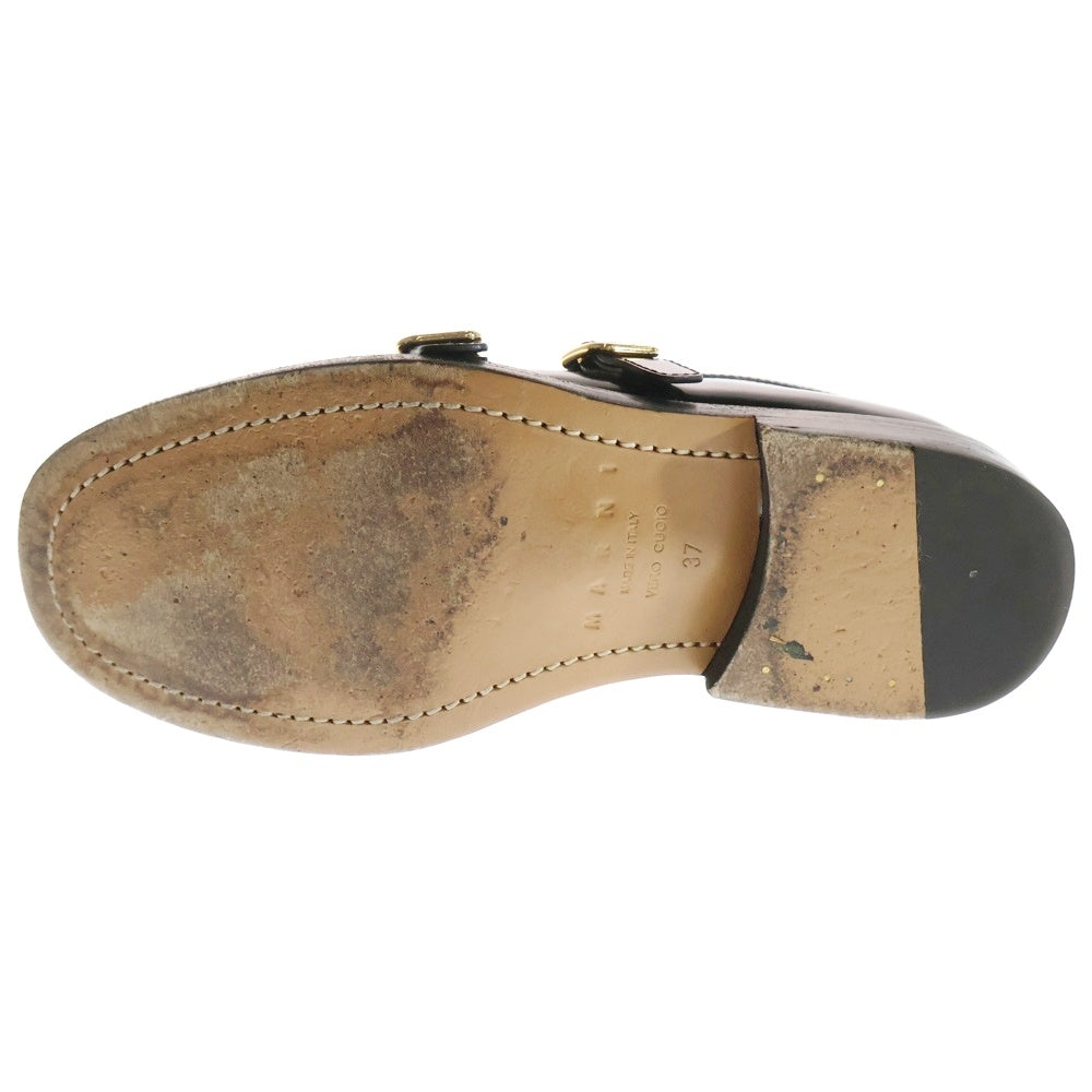 MARNI(マルニ) leather loafers レザー ダブルバックル付き ローファー ブラック