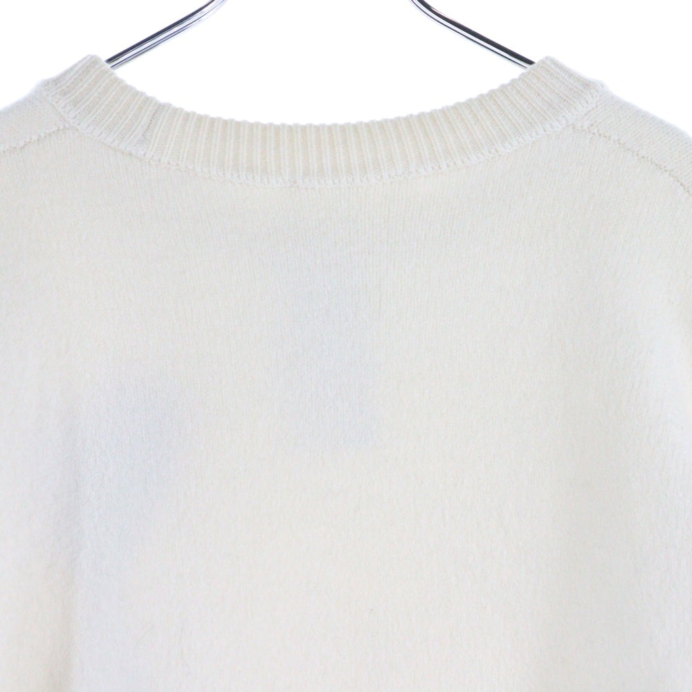 AMI Alexandre Mattiussi(アミアレクサンドルマテュッシ) Ami De Coeur Crew Neck Sweater アミ ドゥ クール ロゴ刺繍クルーネックニットセーター UKS002.018 ホワイト