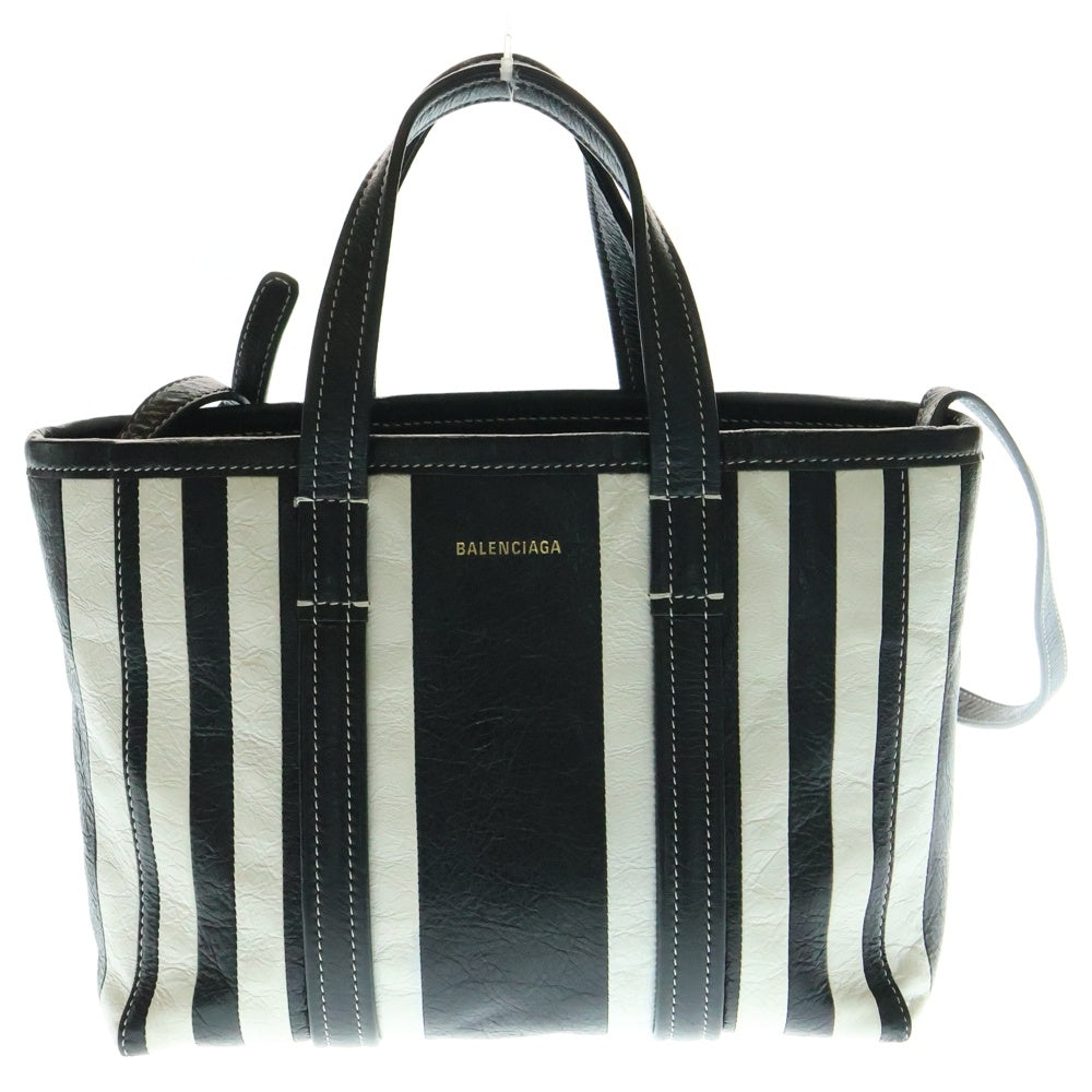 BALENCIAGA(バレンシアガ) 2WAY STRIPED SHOULDER BAG ストライプ ショルダーバッグ ハンドバッグ ブラック/ホワイト 671404 1090