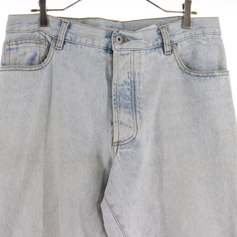 HERON PRESTON(ヘロンプレストン) 23SS Distressed Jeans ダメージ加工 ロングデニムパンツ インディゴ HMYA011S23DEN003