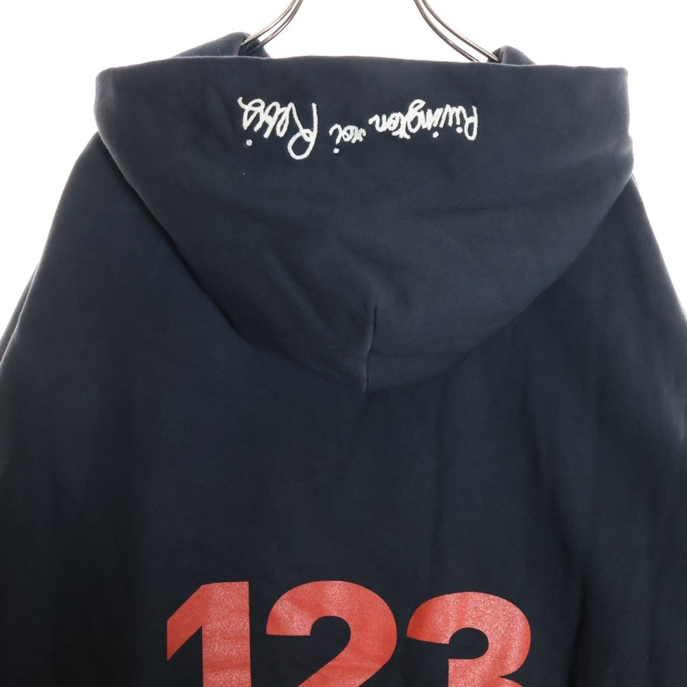 RRR123 RIVINGTON roi Rebis(リヴィントンロイレビス) HOODIE 裏地サーマル 刺繍プルオーバースウェットパーカー フーディー ブラック