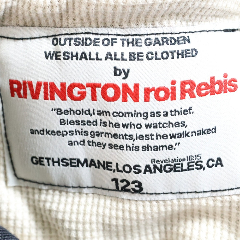 RRR123 RIVINGTON roi Rebis(リヴィントンロイレビス) HOODIE 裏地サーマル 刺繍プルオーバースウェットパーカー フーディー ブラック