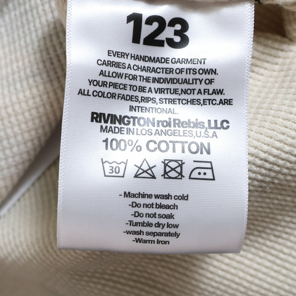 RRR123 RIVINGTON roi Rebis(リヴィントンロイレビス) HOODIE 裏地サーマル 刺繍プルオーバースウェットパーカー フーディー ブラック