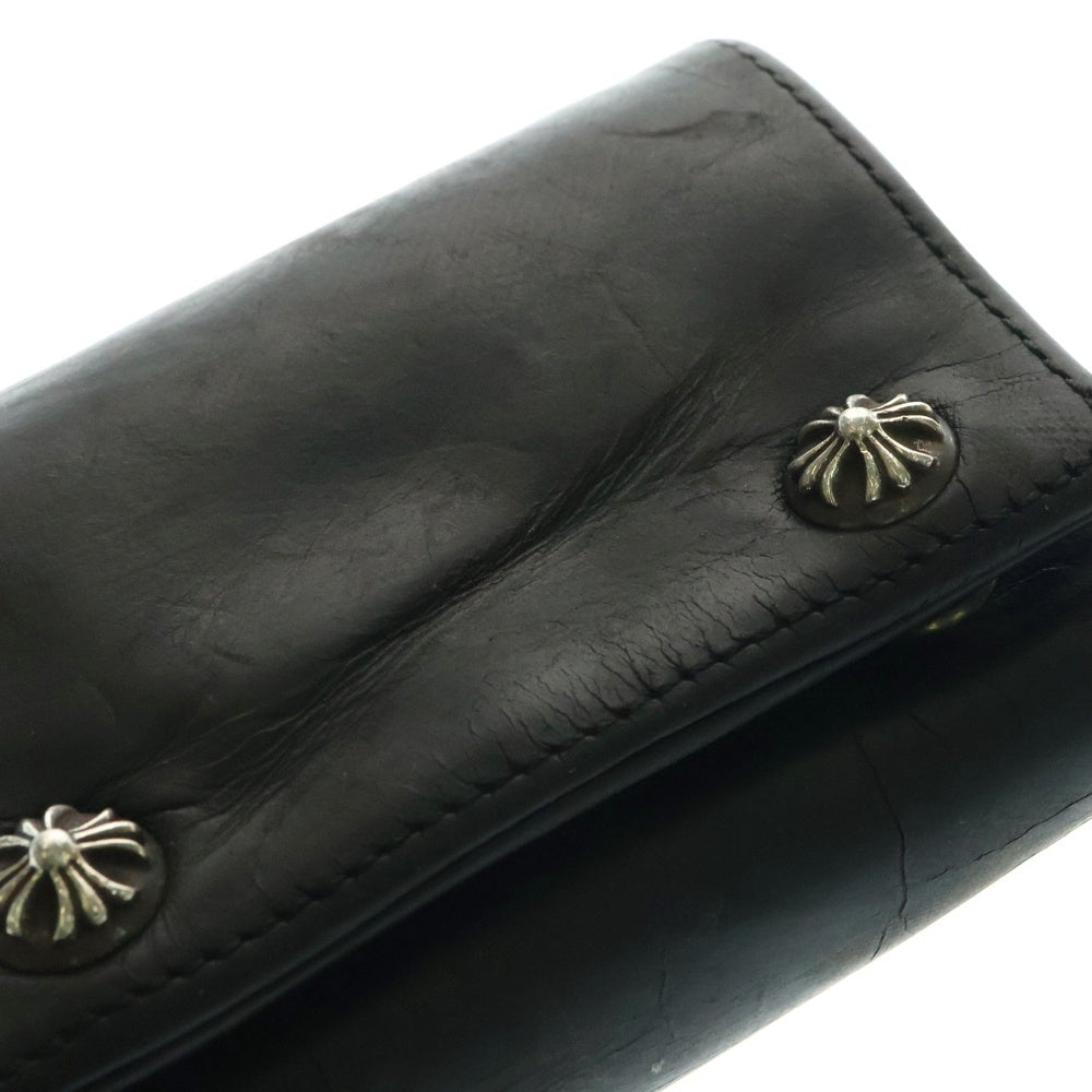 CHROME HEARTS(クロムハーツ) 3FOLD 3フォールド クロスボールボタン レザーウォレット 財布 ブラック BCA364