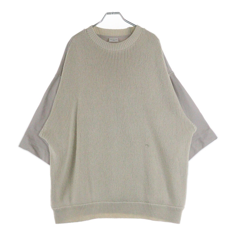 DRIES VAN NOTEN(ドリスヴァンノッテン) 18SS Sweat T-Shirt ニット切替 スウェット半袖Tシャツ アイボリー