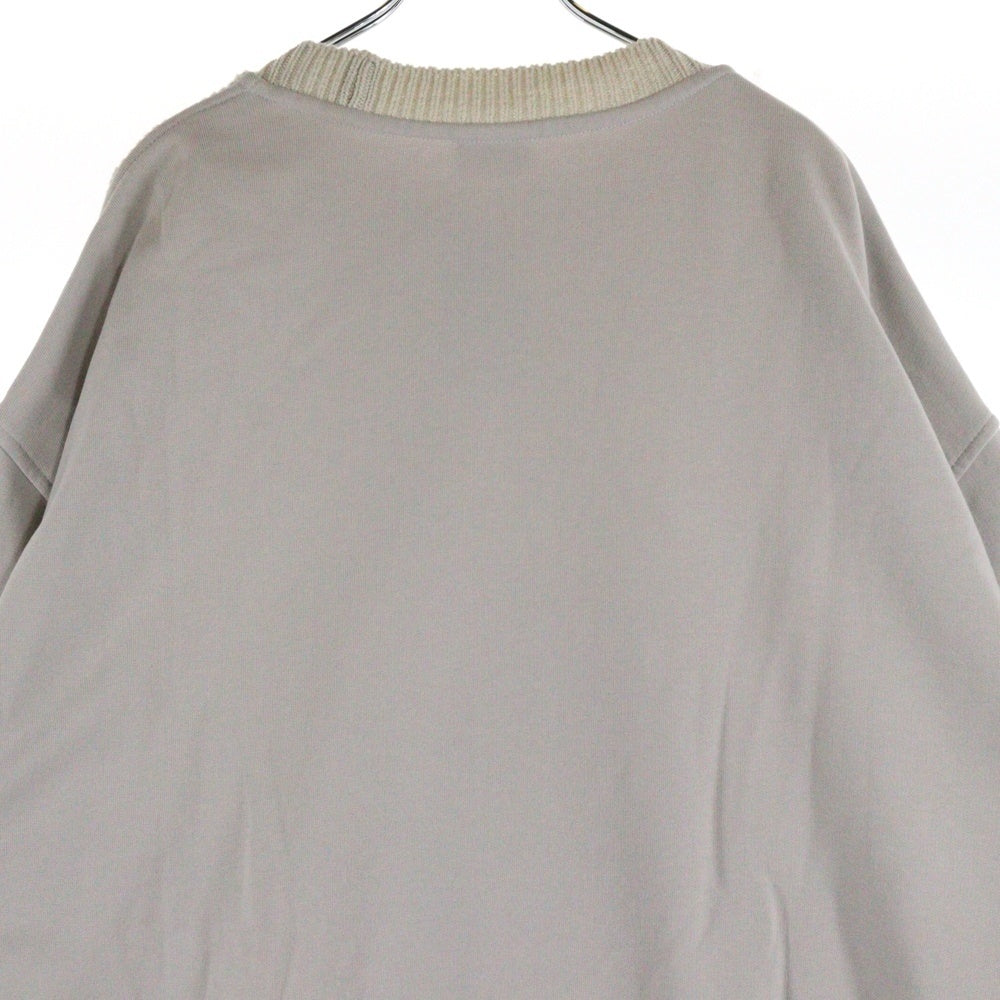 DRIES VAN NOTEN(ドリスヴァンノッテン) 18SS Sweat T-Shirt ニット切替 スウェット半袖Tシャツ アイボリー