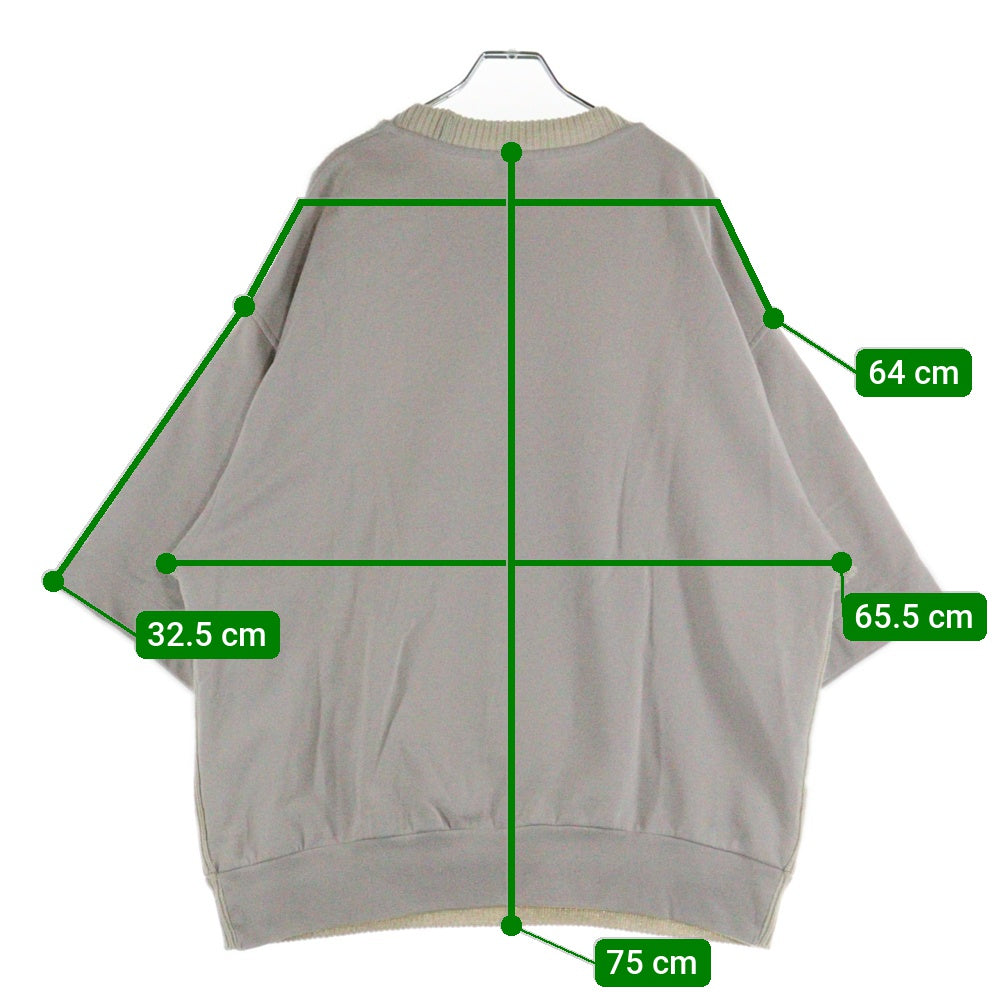 DRIES VAN NOTEN(ドリスヴァンノッテン) 18SS Sweat T-Shirt ニット切替 スウェット半袖Tシャツ アイボリー