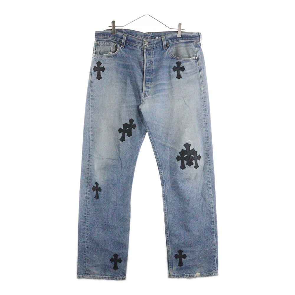 CHROME HEARTS(クロムハーツ) LEVI'S U VNTG JEAN BLU/RED TAB リーバイス 501 クロスパッチ付きボタンフライデニムパンツ ブルー