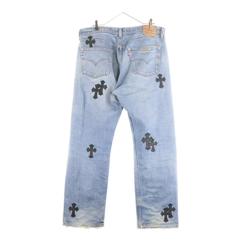 CHROME HEARTS(クロムハーツ) LEVI'S U VNTG JEAN BLU/RED TAB リーバイス 501 クロスパッチ付きボタンフライデニムパンツ ブルー