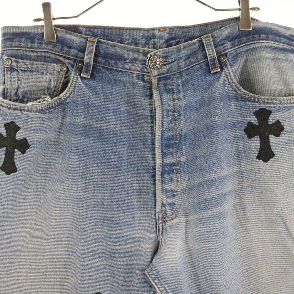 CHROME HEARTS(クロムハーツ) LEVI'S U VNTG JEAN BLU/RED TAB リーバイス 501 クロスパッチ付きボタンフライデニムパンツ ブルー