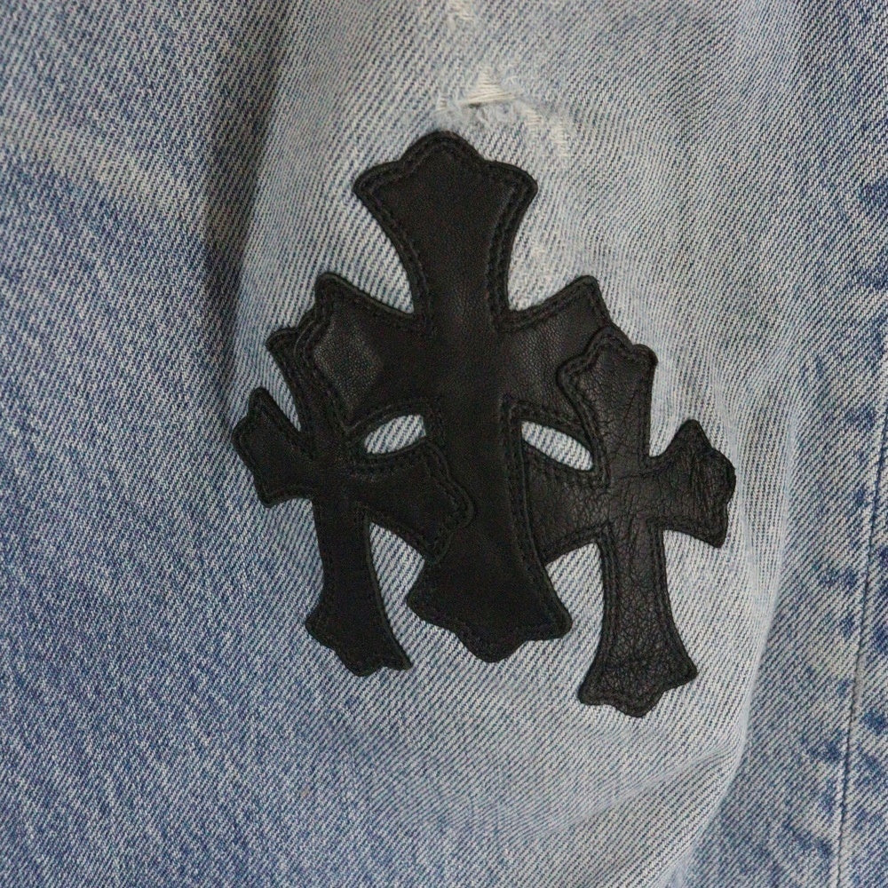 CHROME HEARTS(クロムハーツ) LEVI'S U VNTG JEAN BLU/RED TAB リーバイス 501 クロスパッチ付きボタンフライデニムパンツ ブルー