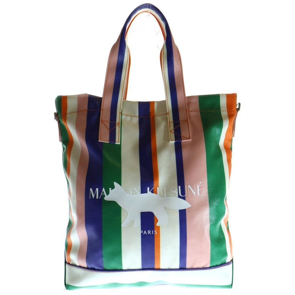 MAISON KITSUNE(メゾンキツネ) Stripe Tote Bag ストライプトートバッグ ショルダーバッグ マルチカラー KU05111WE4006