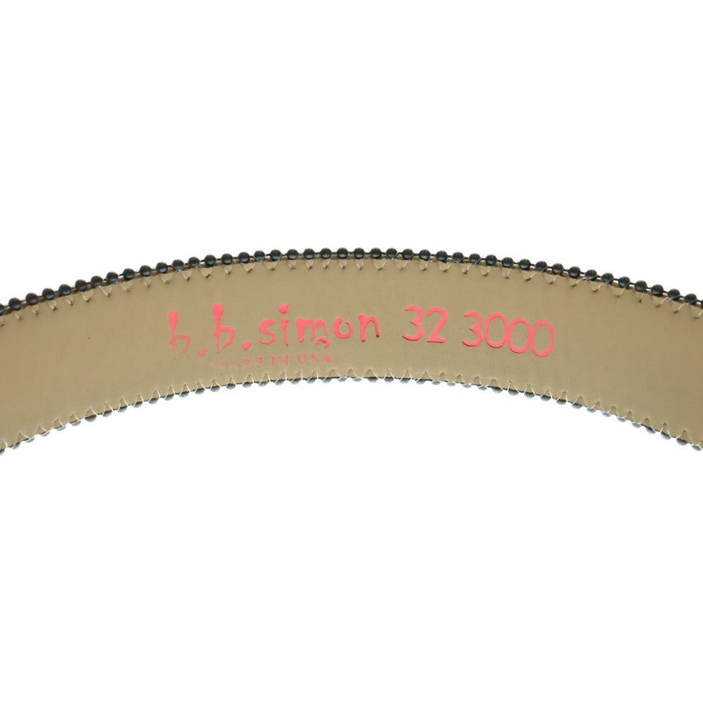 b.b.simon(ビービーサイモン) BB Pattern Classic Tan Black Diamond BBパターン クラシック クリスタル付きレザーベルト ブラウン