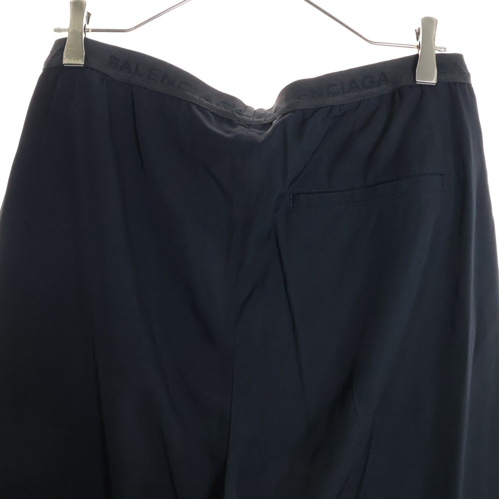 BALENCIAGA(バレンシアガ) Logo Elasticated Waist Wide Leg Trousers ウエストロゴ ワイドイージーパンツ ブラック 675482 TJO25