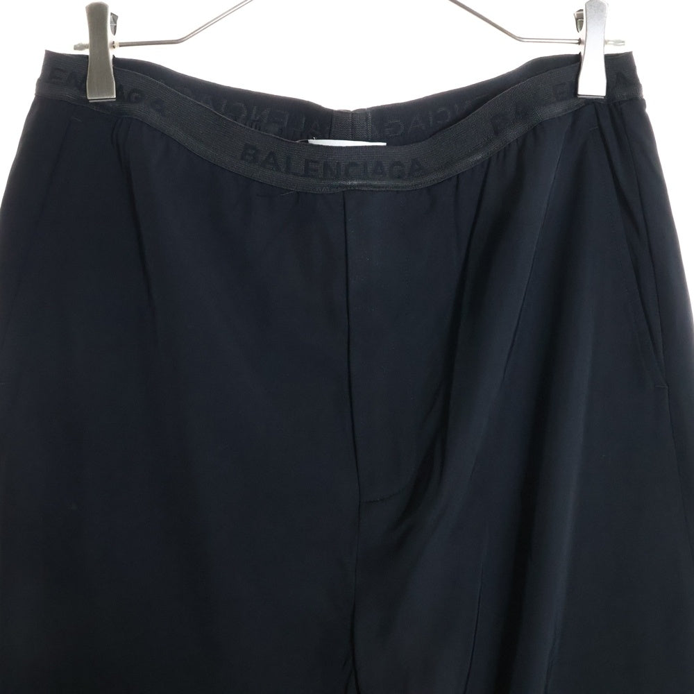 BALENCIAGA(バレンシアガ) Logo Elasticated Waist Wide Leg Trousers ウエストロゴ ワイドイージーパンツ ブラック 675482 TJO25