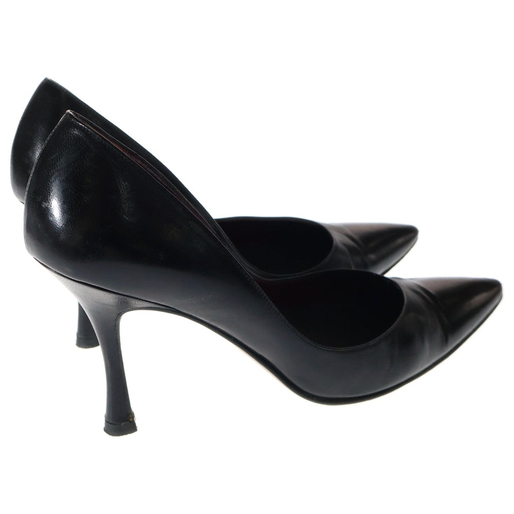 MANOLO BLAHNIK(マノロブラニク) ポインテッドトゥ ハイヒール レザーパンプス レディース ブラック/レッド