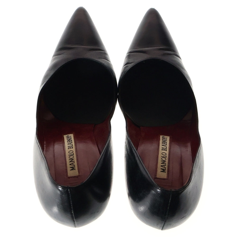 MANOLO BLAHNIK(マノロブラニク) ポインテッドトゥ ハイヒール レザーパンプス レディース ブラック/レッド