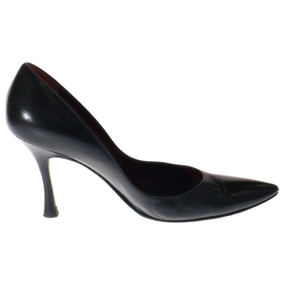 MANOLO BLAHNIK(マノロブラニク) ポインテッドトゥ ハイヒール レザーパンプス レディース ブラック/レッド