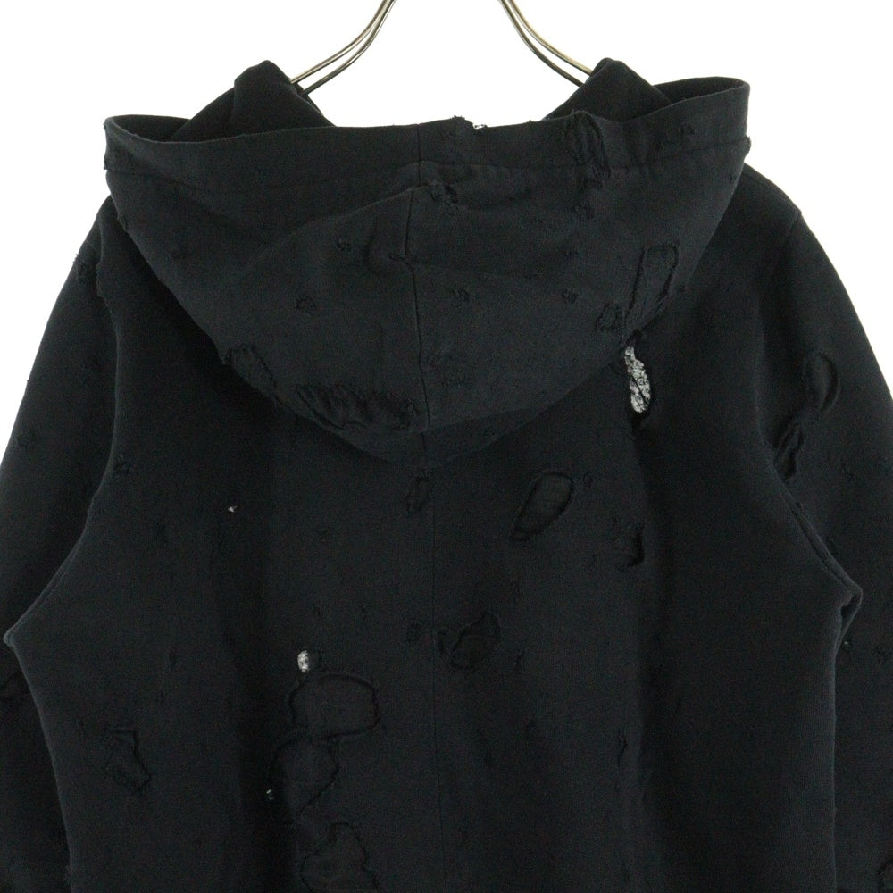 GIVENCHY(ジバンシィ) 15AW Destroy Hoodie デストロイ加工 ロゴプリント プルオーバーパーカー フーディー ブラック 15W 7191 653