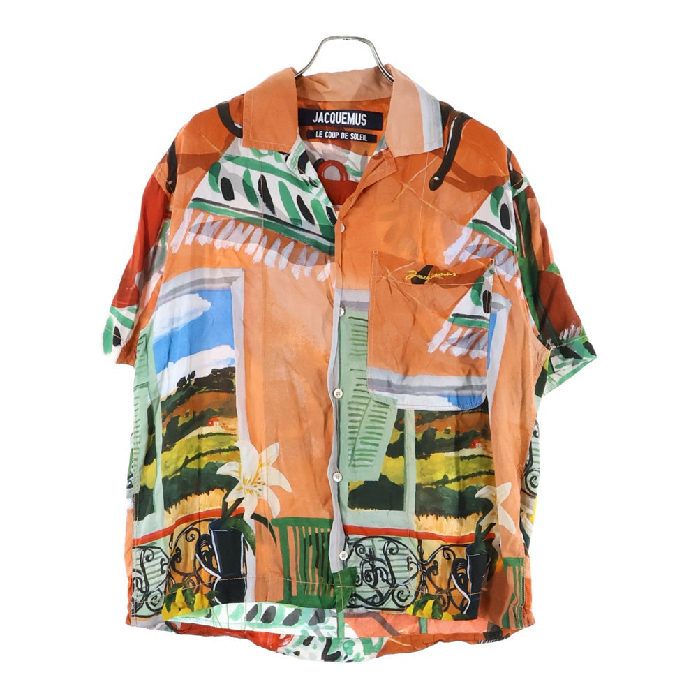 JACQUEMUS(ジャックムス) 総柄 開襟レーヨン半袖シャツ オレンジ