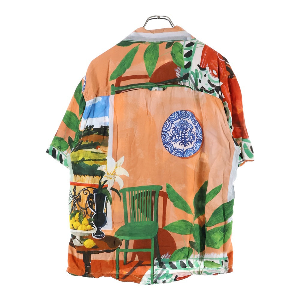 JACQUEMUS(ジャックムス) 総柄 開襟レーヨン半袖シャツ オレンジ