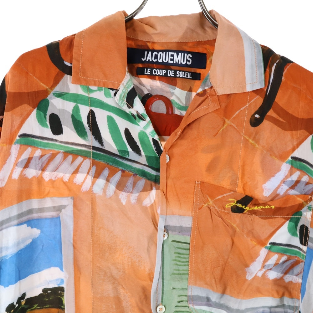 JACQUEMUS(ジャックムス) 総柄 開襟レーヨン半袖シャツ オレンジ